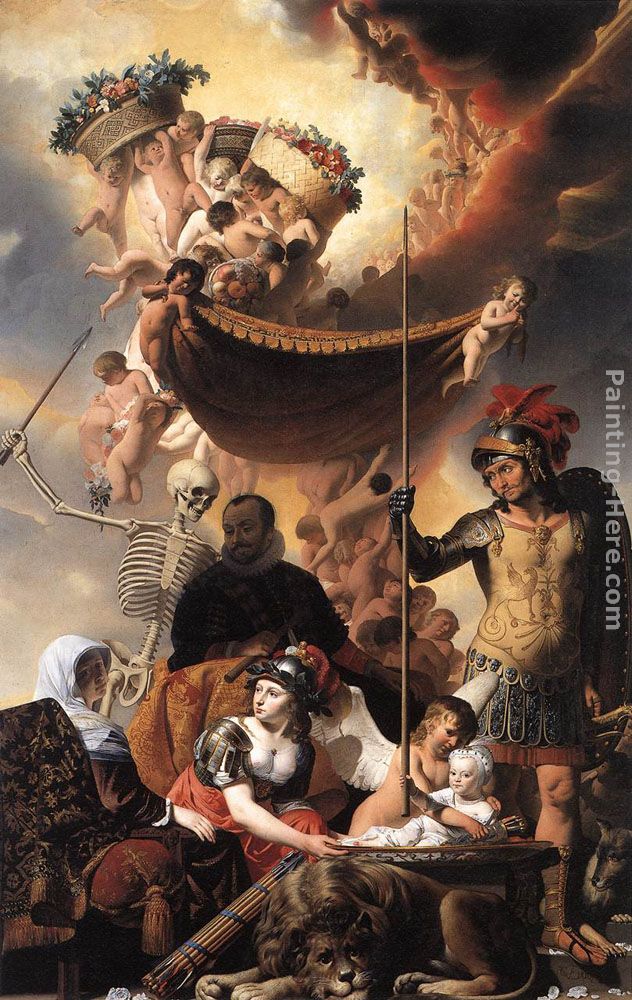 Allegory of the Birth of Frederik Hendrik painting - Caesar van Everdingen Allegory of the Birth of Frederik Hendrik art painting